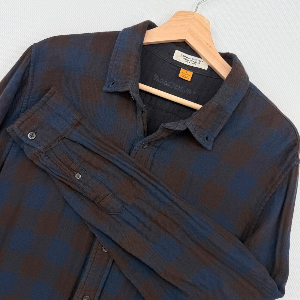 Tailor Vintage Connecticut Originals Flannel Shirt Mens Large Plaid Button Down